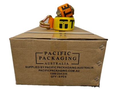 TYMATE Ratchet Tie Down 9m x 50mm LC 2500kg Double J Hooks – Orange