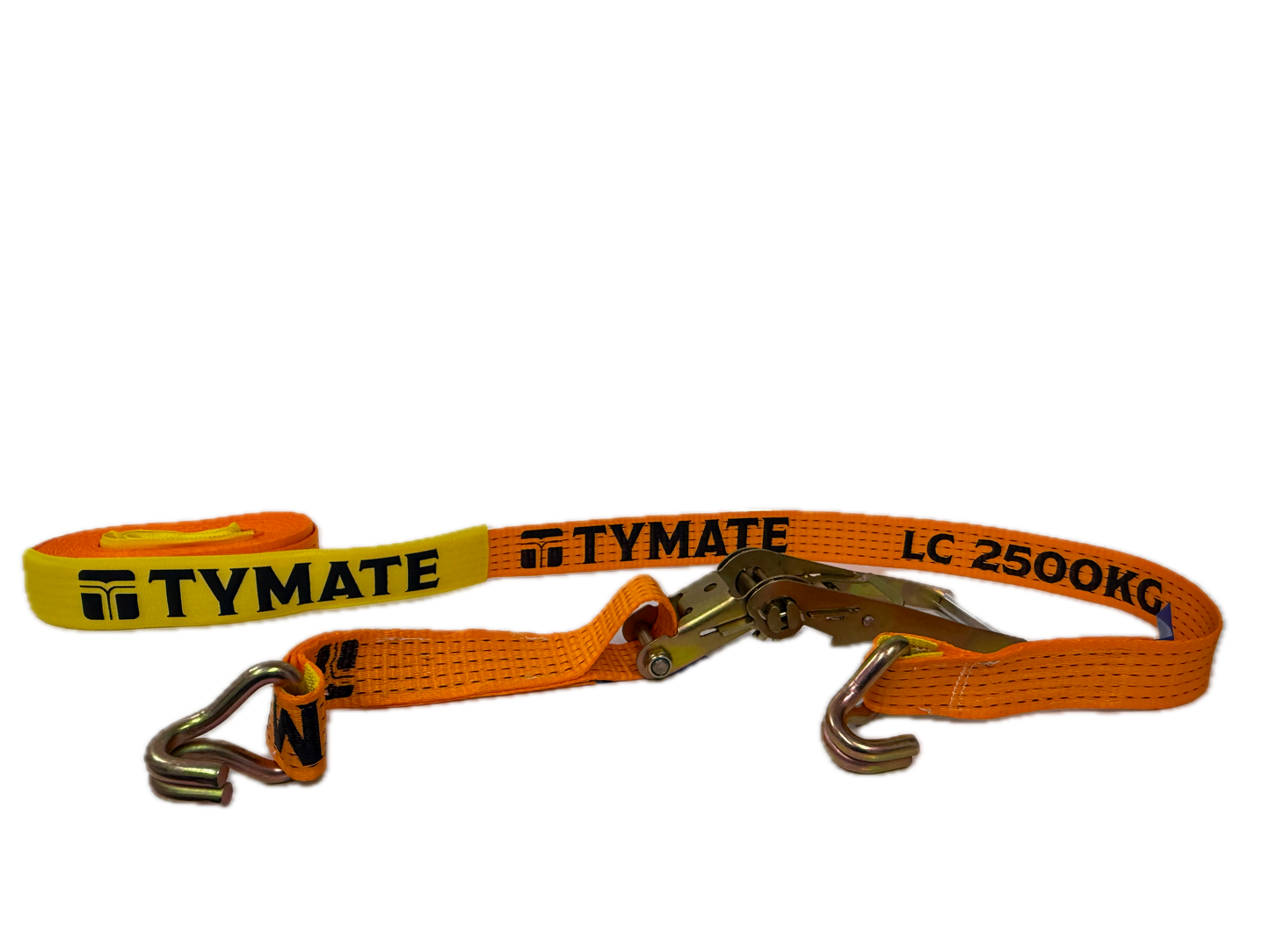 TYMATE Ratchet Tie Down 9m x 50mm LC 2500kg Double J Hooks – Orange