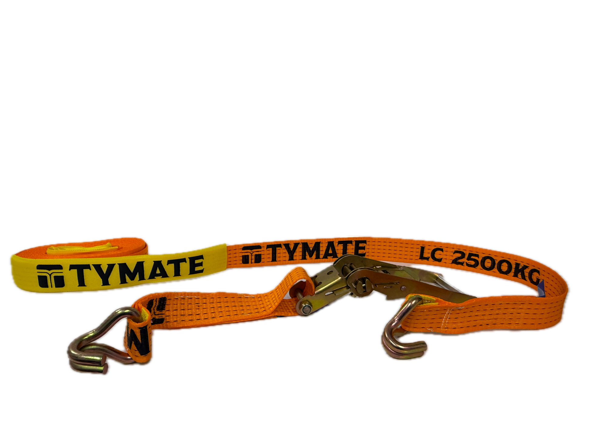 TYMATE Ratchet Tie Down 9m x 50mm LC 2500kg Double J Hooks – Orange