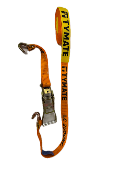 TYMATE Ratchet Tie Down 9m x 50mm LC 2500kg Double J Hooks – Orange