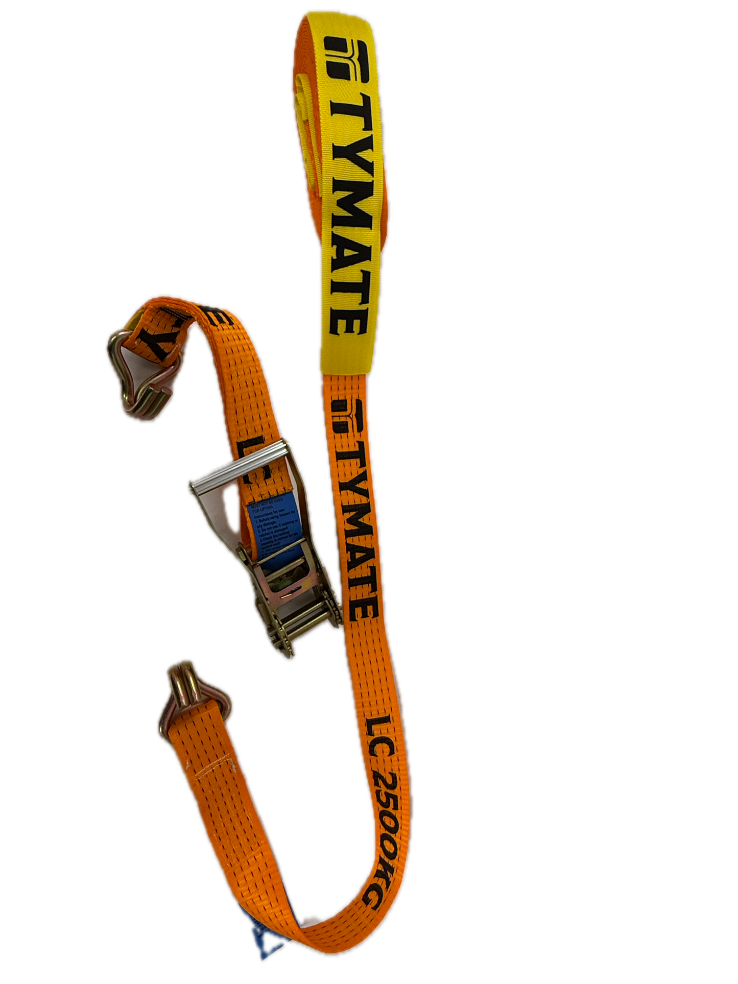 TYMATE Ratchet Tie Down 9m x 50mm LC 2500kg Double J Hooks – Orange