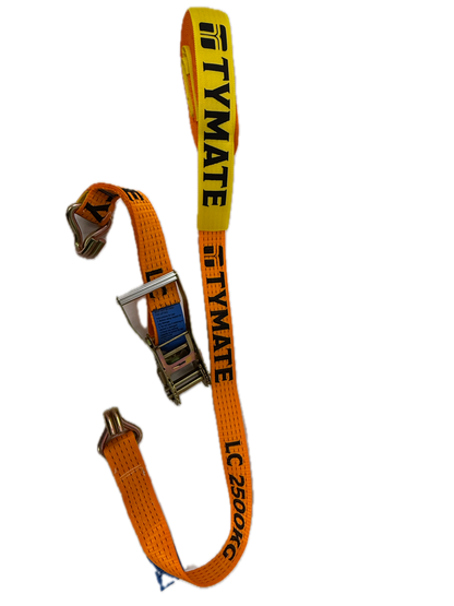 TYMATE Ratchet Tie Down 9m x 50mm LC 2500kg Double J Hooks – Orange