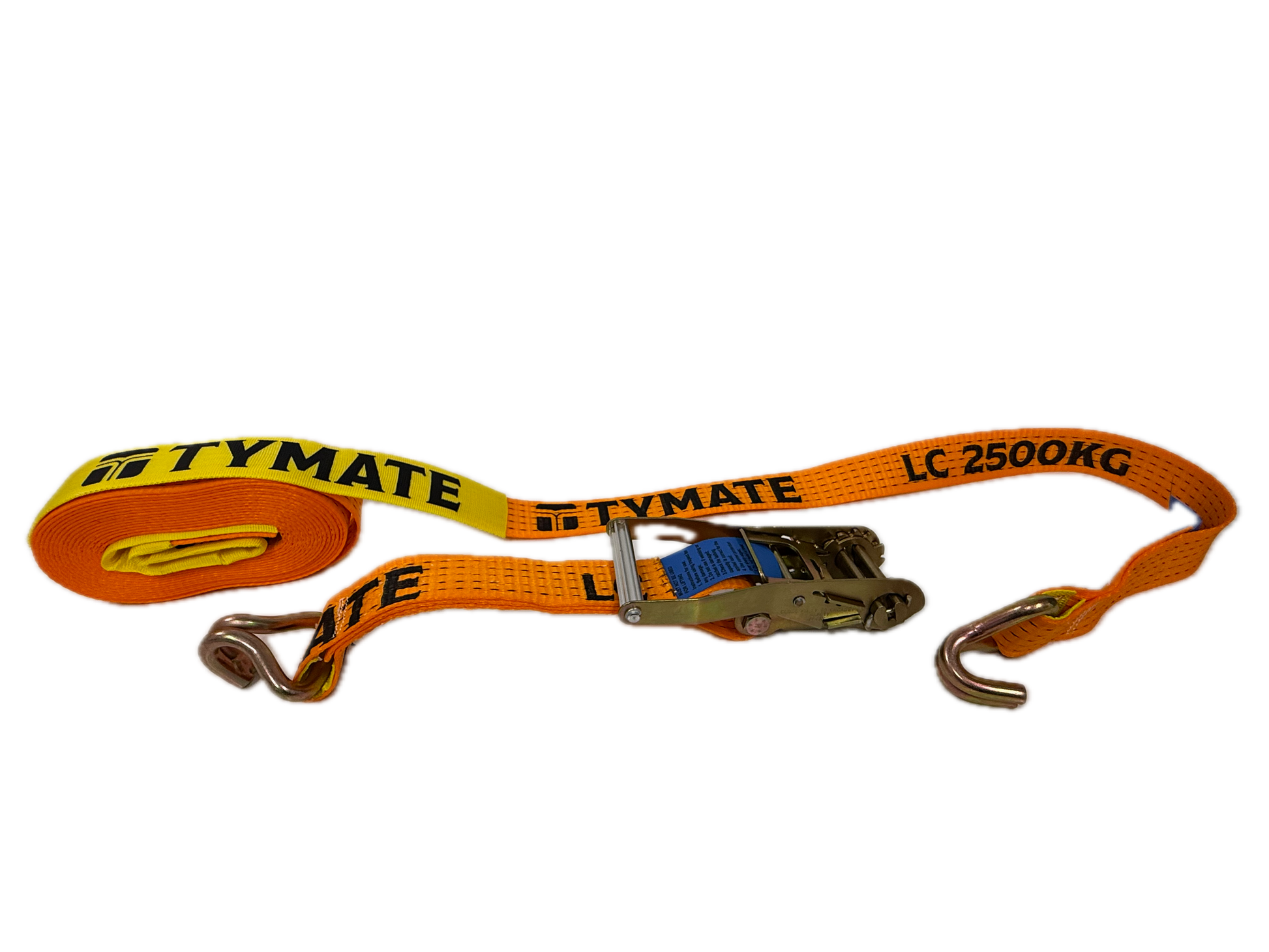 TYMATE Ratchet Tie Down 9m x 50mm LC 2500kg Double J Hooks – Orange