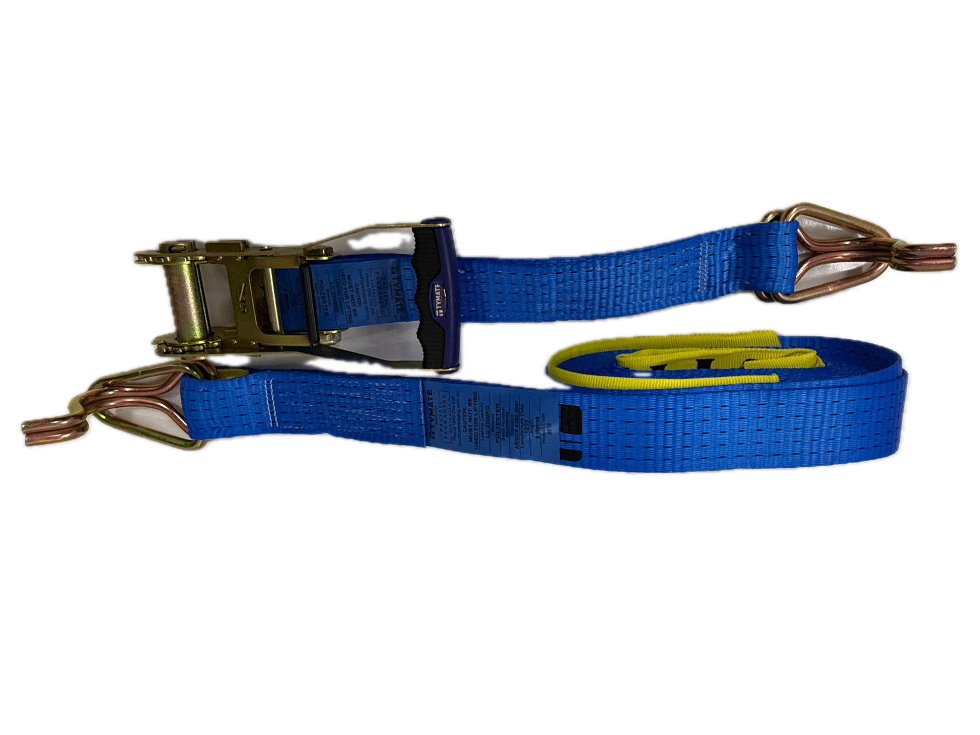 TYMATE Ratchet Tie Down 9m x 50mm 2500kg LC Rubber Handle - Blue