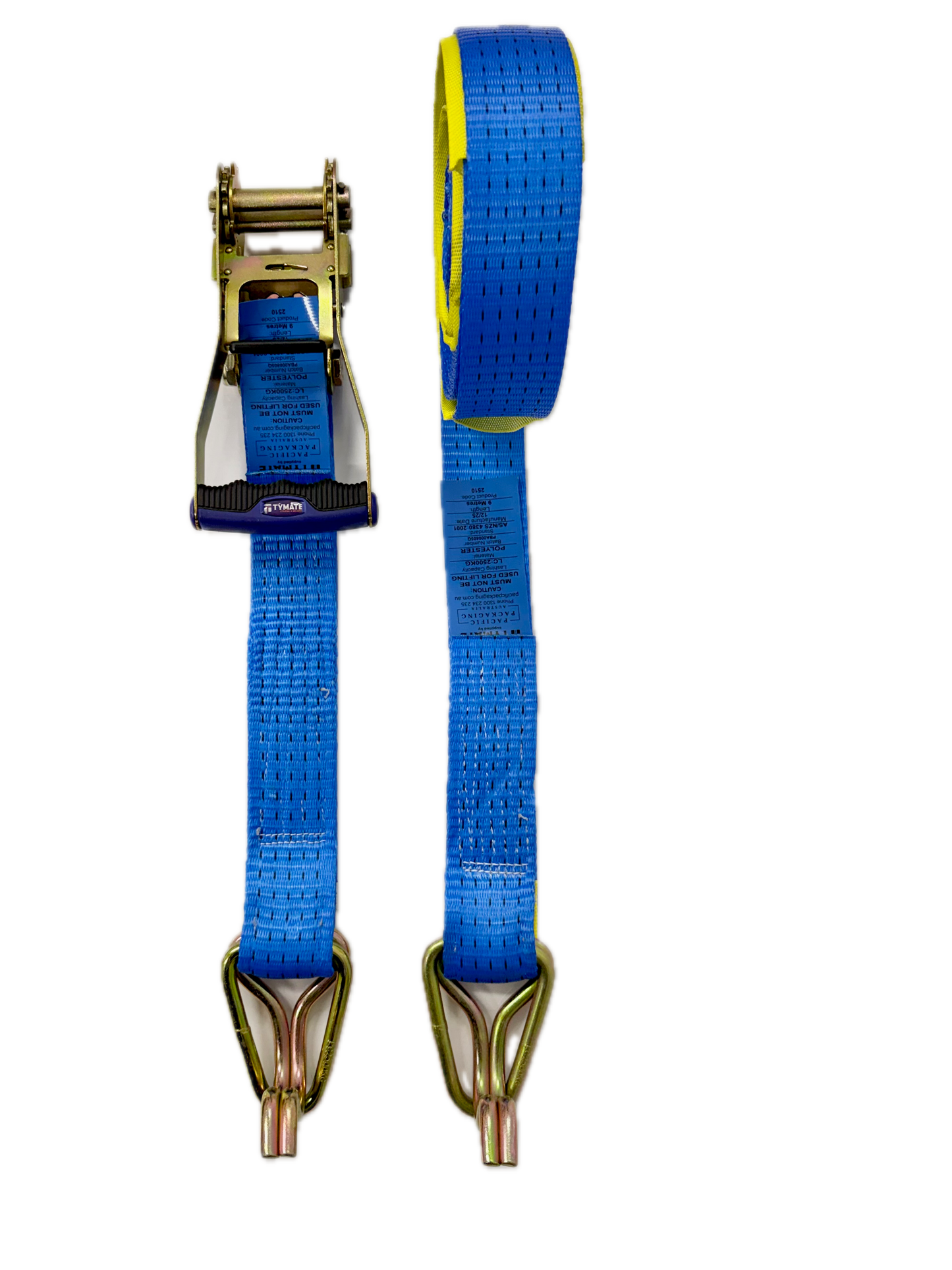 TYMATE Ratchet Tie Down 9m x 50mm 2500kg LC Rubber Handle - Blue