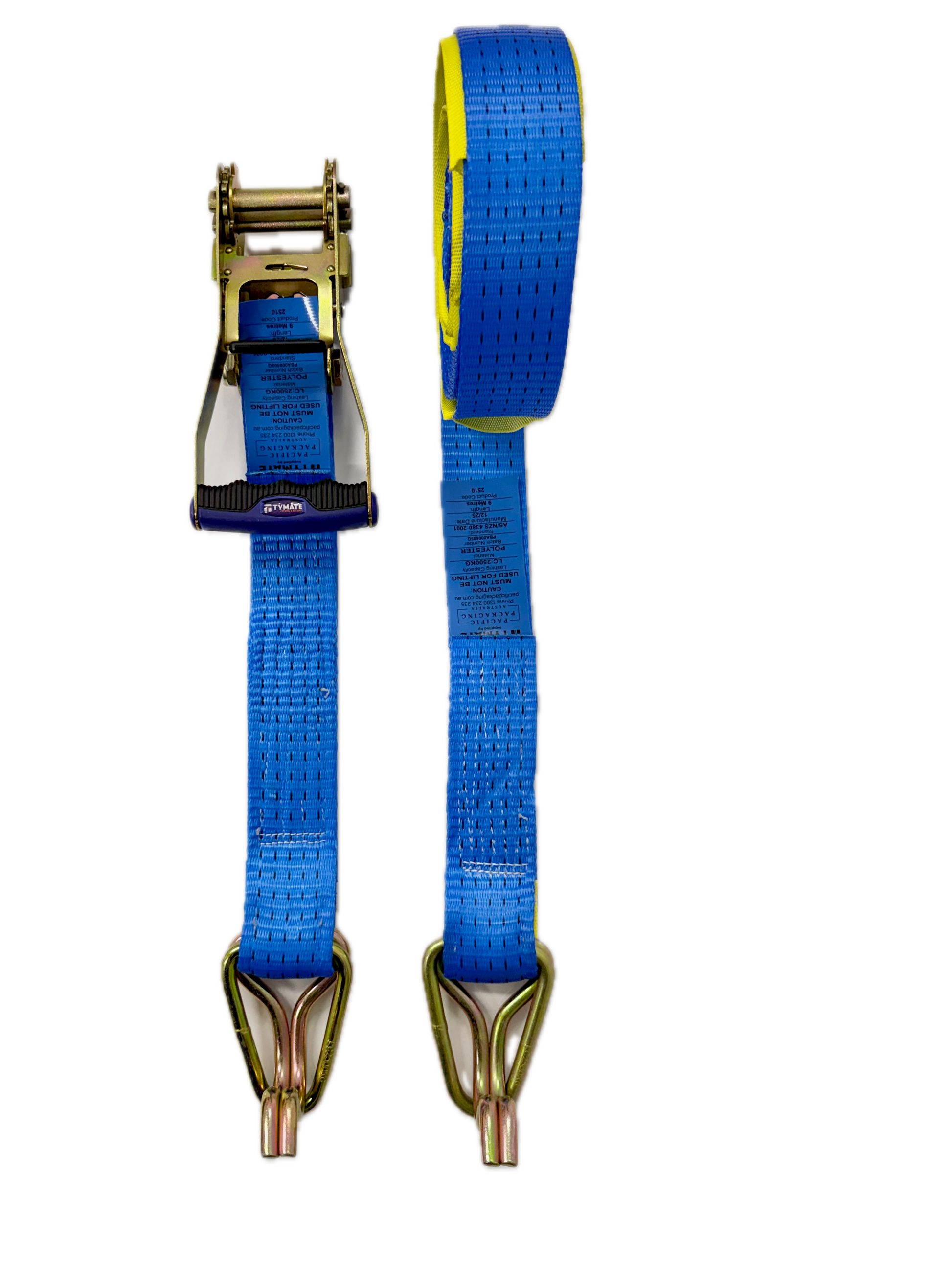 TYMATE Ratchet Tie Down 9m x 50mm 2500kg LC Rubber Handle - Blue