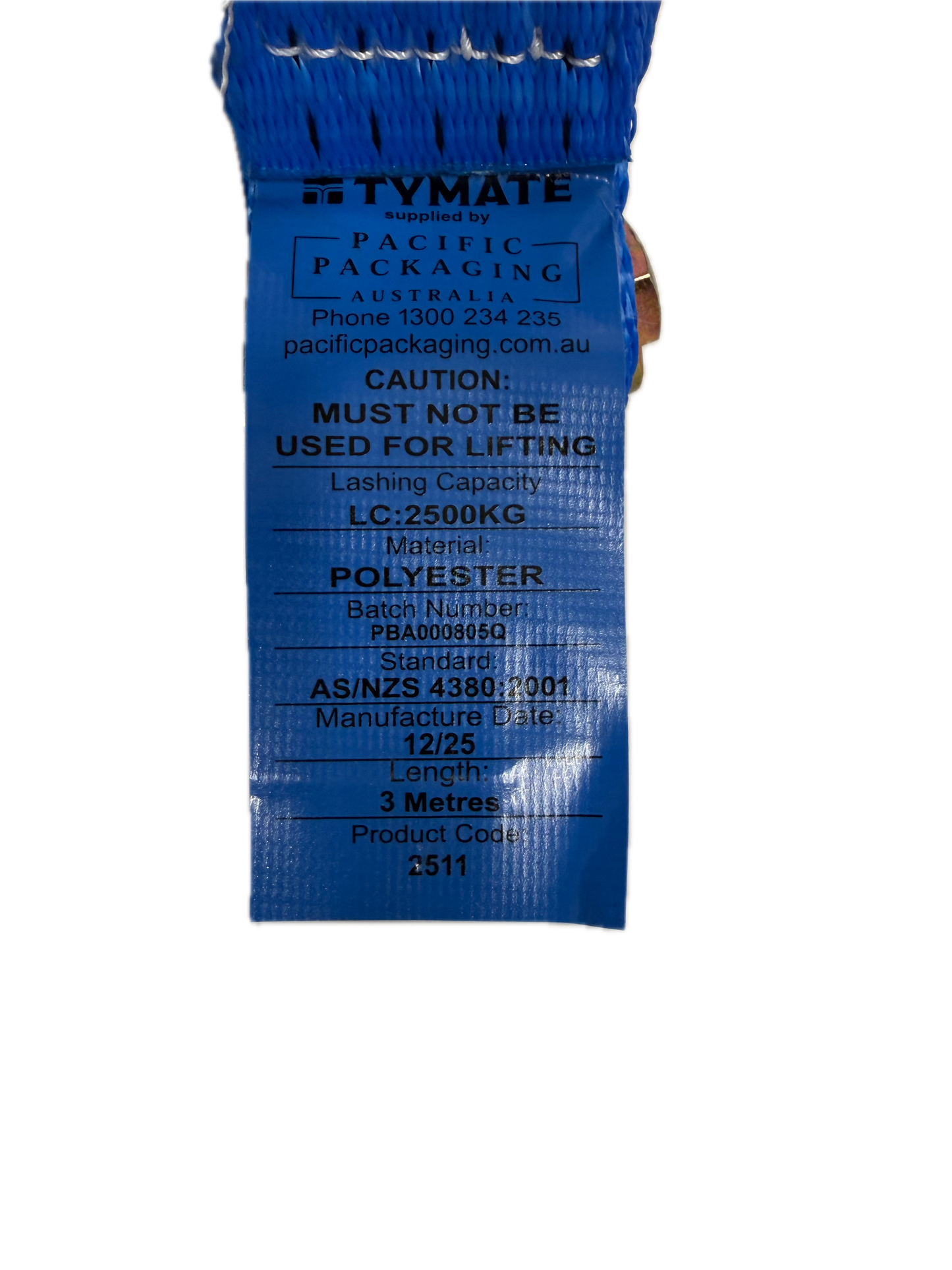 TYMATE - Wheel Restraint 3m x 50mm LC 2500kg - BLUE