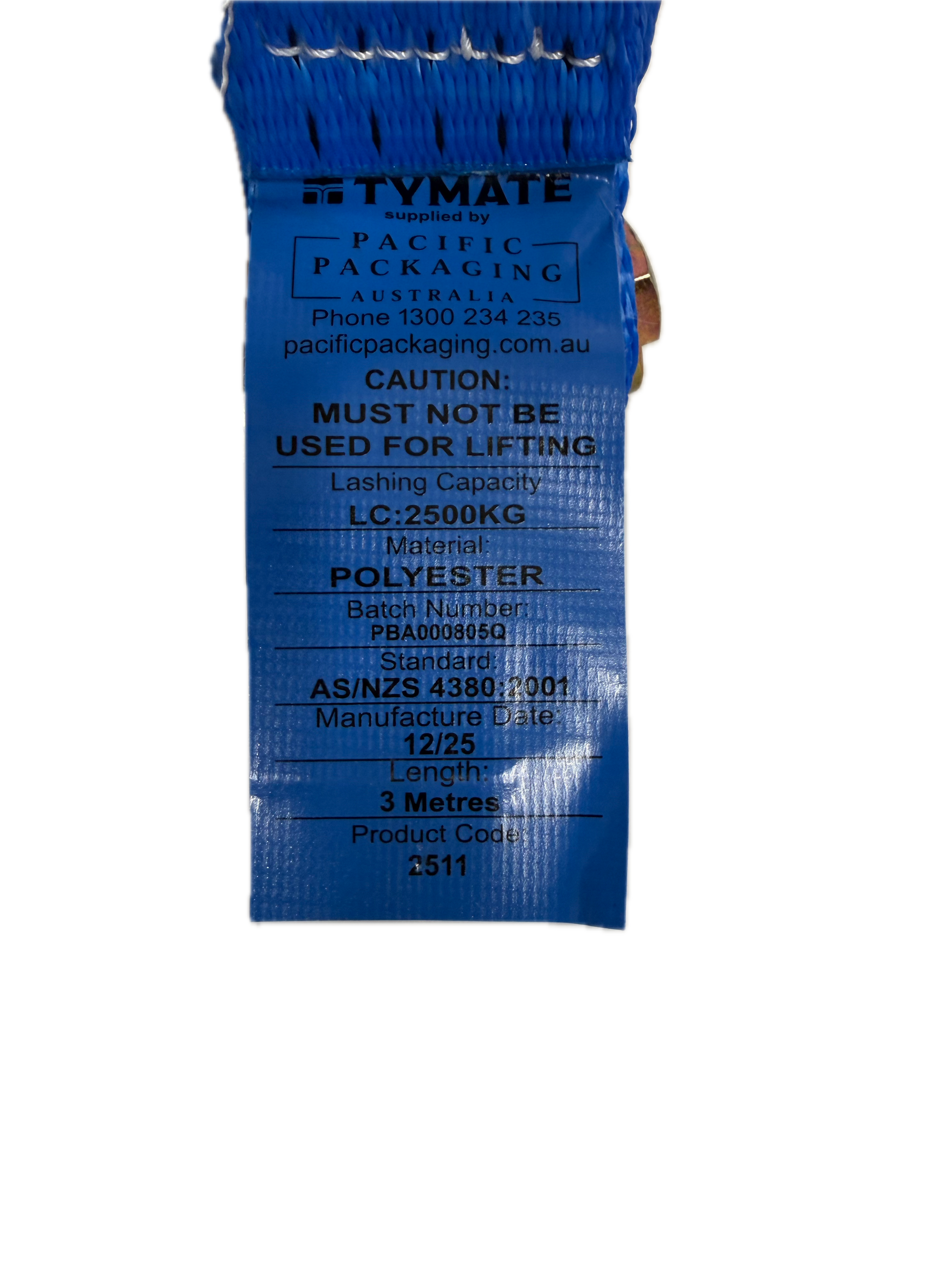 TYMATE - Wheel Restraint 3m x 50mm LC 2500kg - BLUE