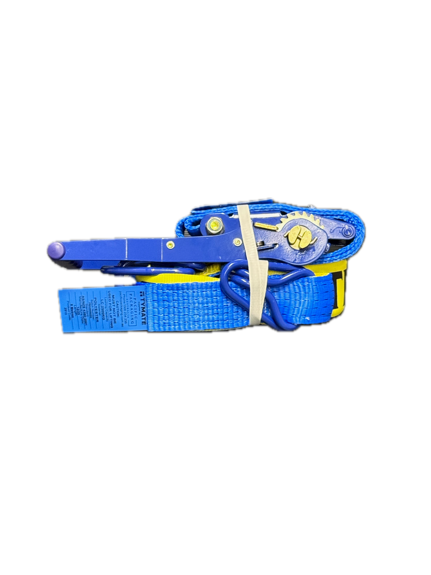 TYMATE Ratchet Tie Down (Reverse Action) Ergo 9m x 50mm Swan Hook LC 2500kg - Blue