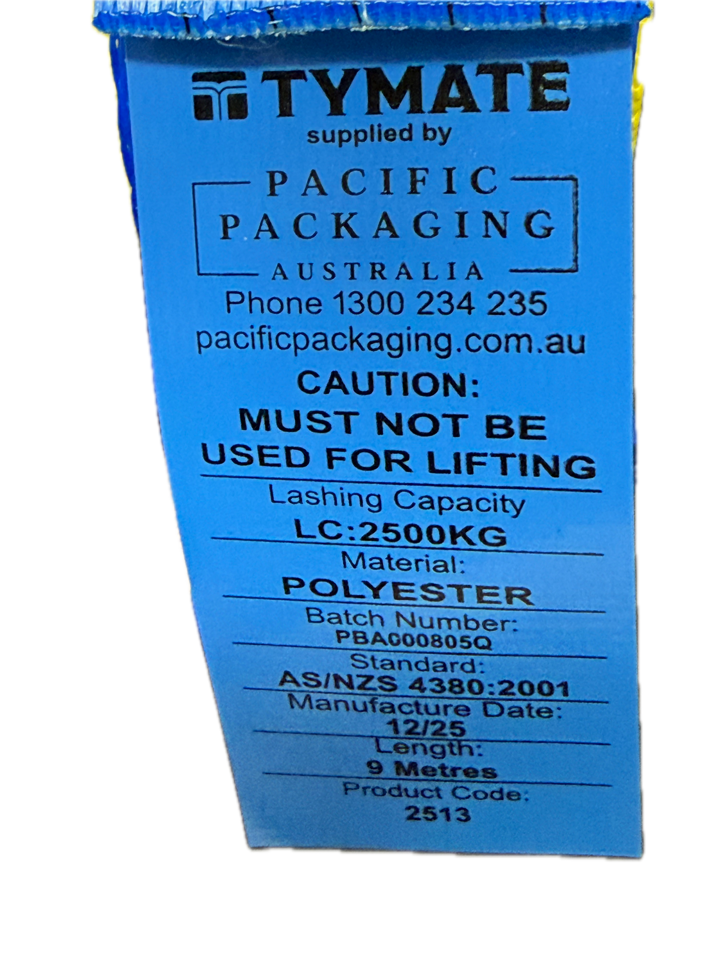 TYMATE Ratchet Tie Down (Reverse Action) Ergo 9m x 50mm Swan Hook LC 2500kg - Blue