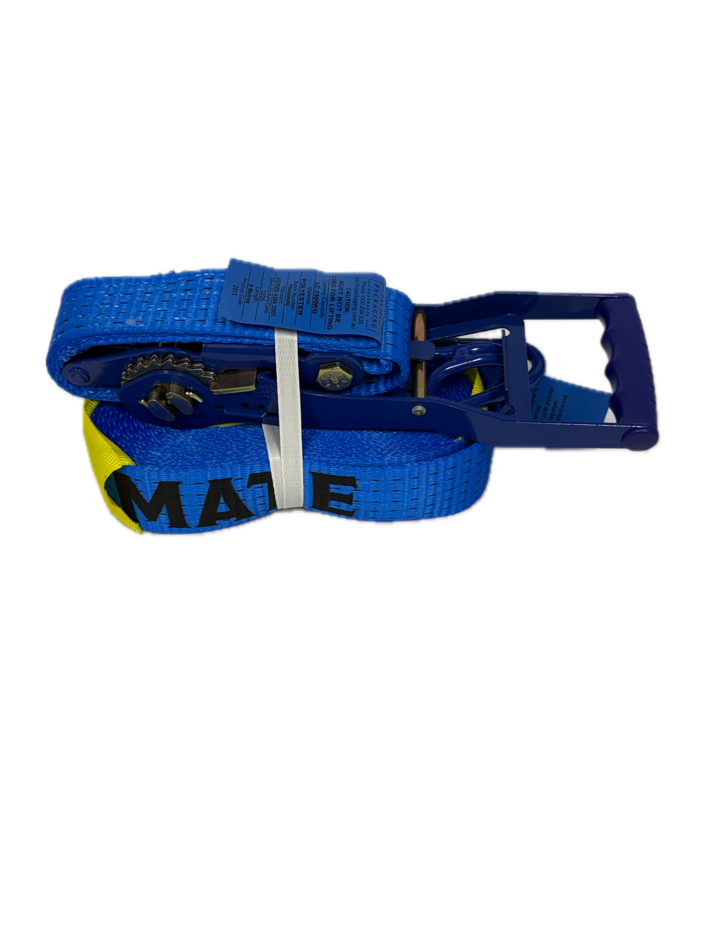 TYMATE Ratchet Tie Down (Reverse Action) Ergo 9m x 50mm Swan Hook LC 2500kg - Blue
