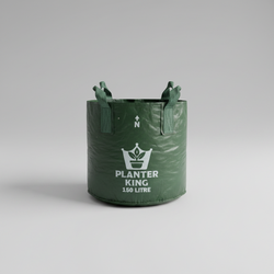 Back view of Planter King 150L green planter bag with handles