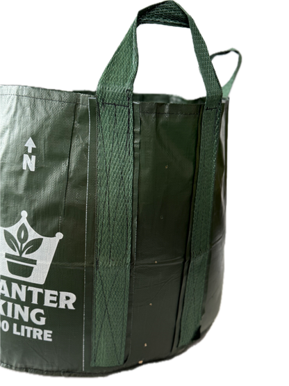 Planter King® 100L Planter Bag with Long Handles, Green HDPE Garden Grow Bag (80 x 60 cm)