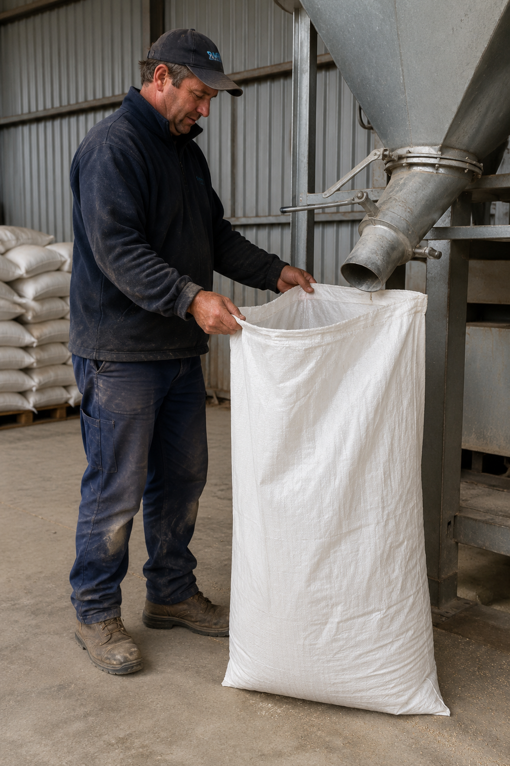 Person holding a large Woven Polypropylene Clothing Export Bag