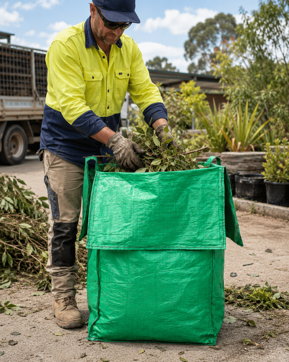 HDPE Green Garden Bag - 70 x 70 x 98 + 46 CM