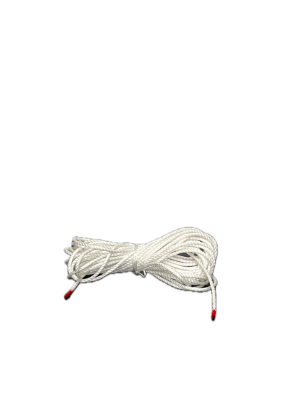 Coiled white rope on a white background