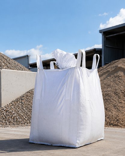 Duffle Top Closed Bottom bulk bag, 90x90x120cm, in warehouse setting