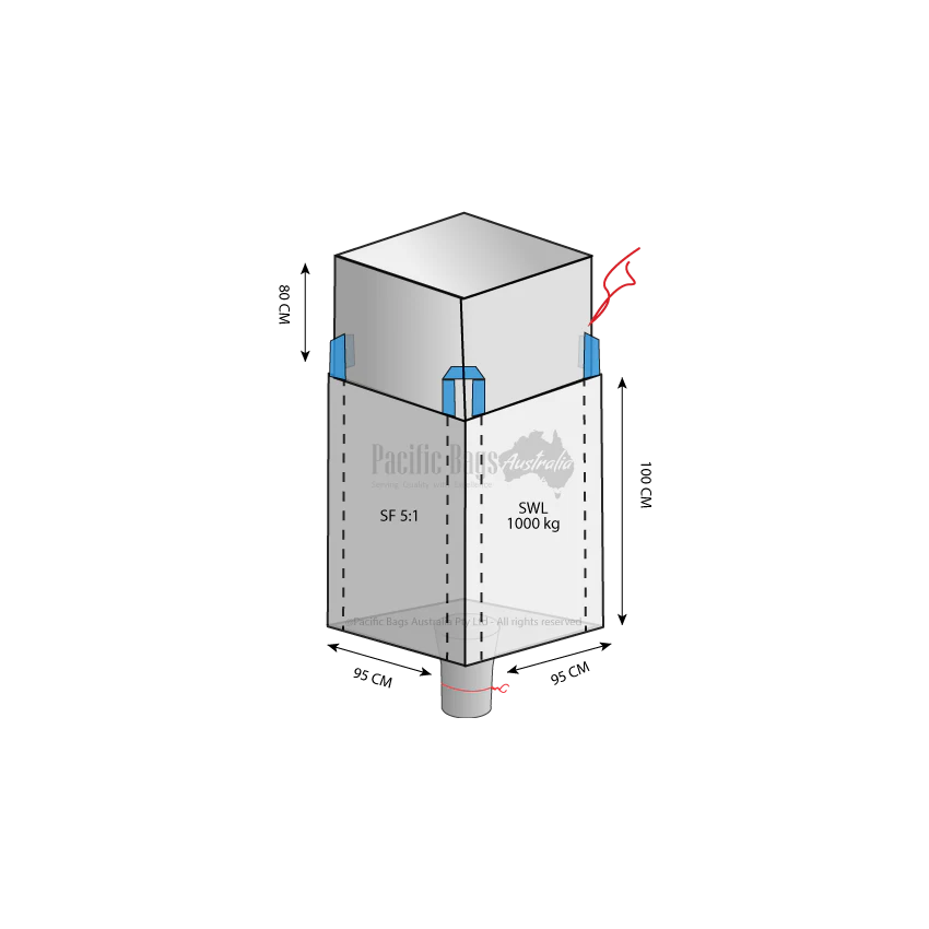 1.0 Tonne - Duffle Top Spout Bottom - Bulk Bag - 95 x 95 x 100 CM