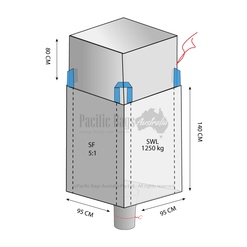 1.25 Tonne - Duffle Top Spout bottom - Bulk Bag - 95x95x140 CM