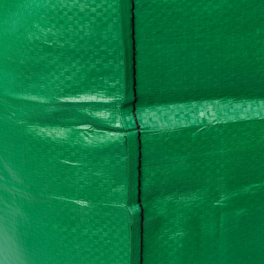 Close up of a Pacific Packaging Australia Garden Bag showcasing the strong seams.