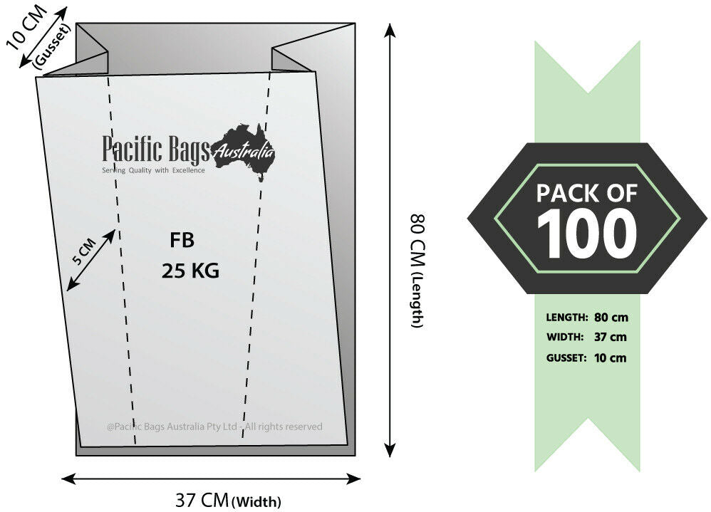 Woven Polypropylene - White Feed/Sand Bag - (37 CM +10 CM) x 80 CM