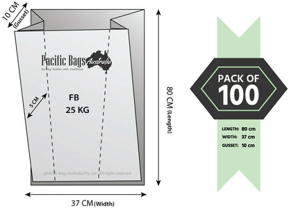 Woven Polypropylene - White Feed/Sand Bag - (37 CM +10 CM) x 80 CM