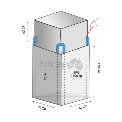 1.5 Tonne - Duffle Top Closed Bottom - Bulk Bag - 90 x 90 x 120 CM