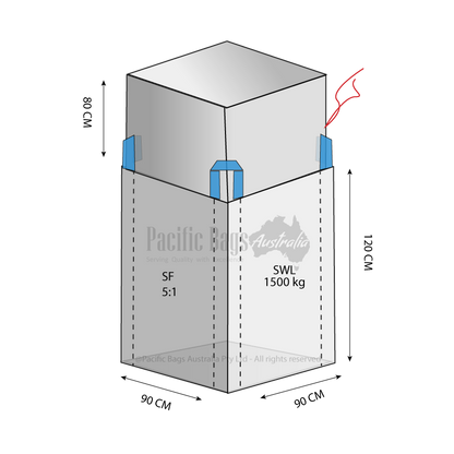 1.5 Tonne - Duffle Top Closed Bottom - Bulk Bag - 90 x 90 x 120 CM