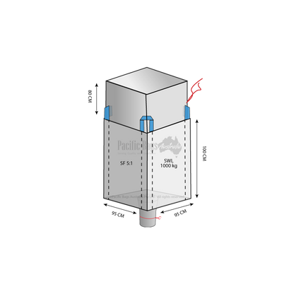 1.0 Tonne - Duffle Top Spout Bottom - Bulk Bag - 95 x 95 x 100 CM