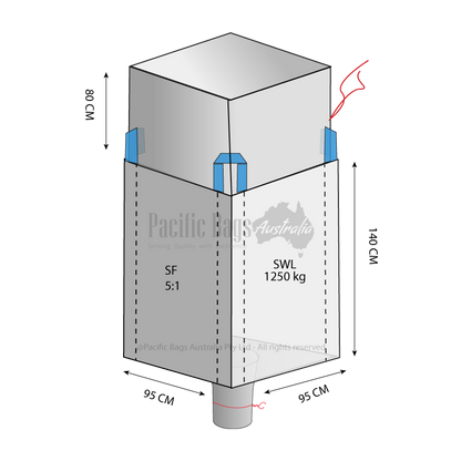 1.25 Tonne - Duffle Top Spout bottom - Bulk Bag - 95x95x140 CM