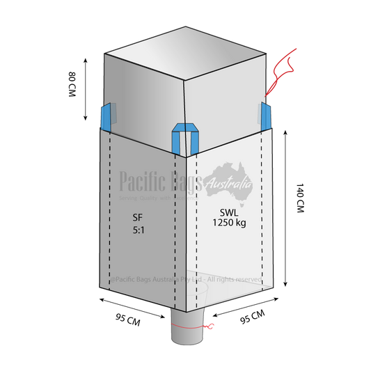 1.25 Tonne - Duffle Top Spout bottom - Bulk Bag - 95x95x140 CM