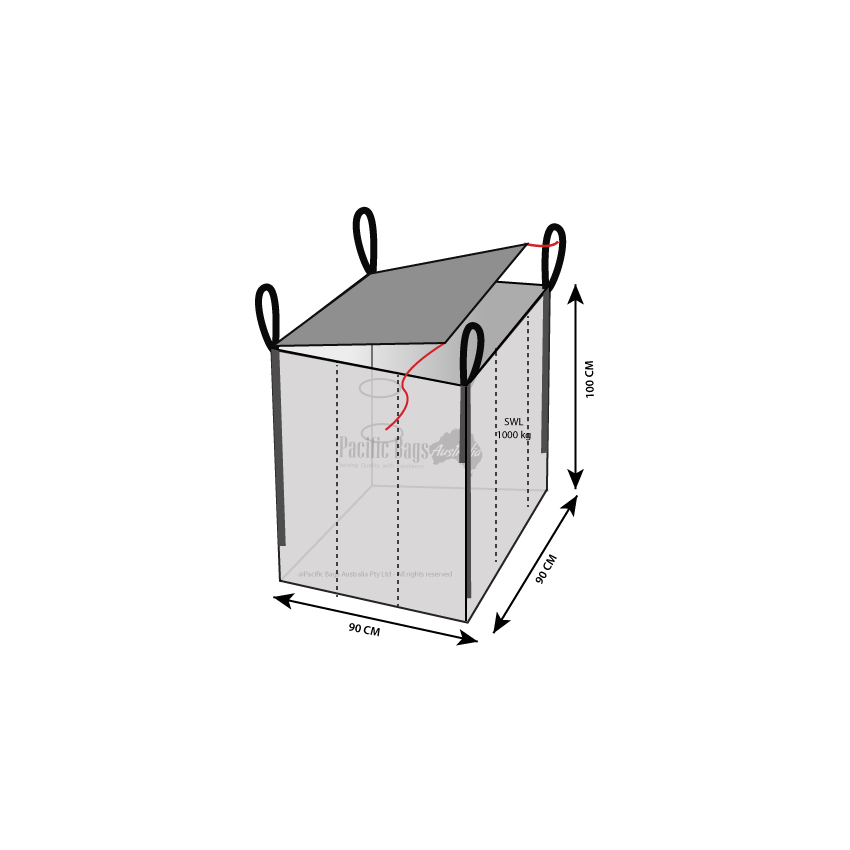 1.0 Tonne - U Panel - Top Lid / Flap Closed Bottom - Bulk Bag - 90 x 90 x 100 CM