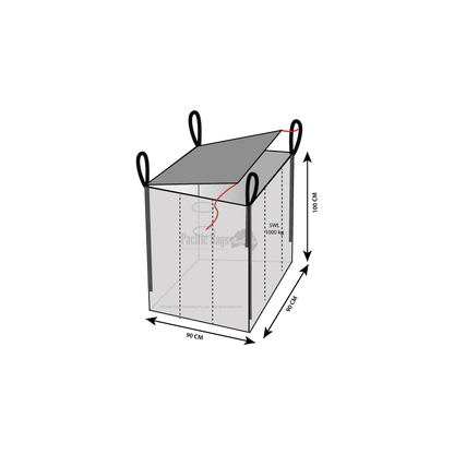 1.0 Tonne - U Panel - Top Lid / Flap Closed Bottom - Bulk Bag - 90 x 90 x 100 CM