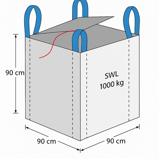 1.0 Tonne - Flap Top Closed Bottom - Bulk Bag - 90 x 90 x 90 CM
