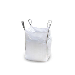 White industrial waste bag with handles on a white background