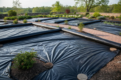 Pacific Packaging Australia's Builders Film being used to cover garden beds