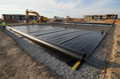 Pacific Packaging Australia's Buildmet Builders Film being used to cover a construction site.