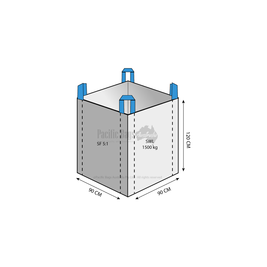 1.5 Tonne - Open Top Closed Bottom - Bulk Bag - 90 x 90 x 120 CM