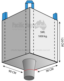 1.0 Tonne - Open Top Spout Bottom - Bulk Bag - 90 x 90 x 120 CM