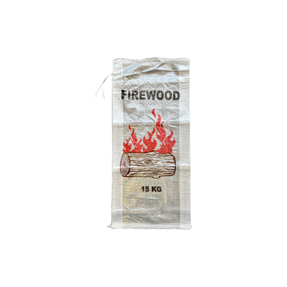 Woven Polypropylene - Printed Transparent Firewood Bags with Tie-ups - (37 CM +10 CM) X 80 CM