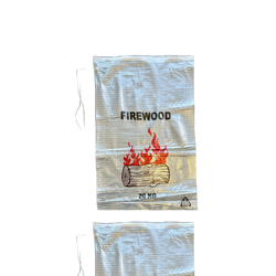WOVEN POLYPROPYLENE - PRINTED TRANSPARENT FIREWOOD BAG with Tie-ups - 56 X 91CM
