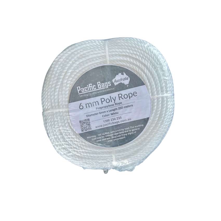 White Polypropylene Rope 6mm x 250m – Pacific Packaging Australia