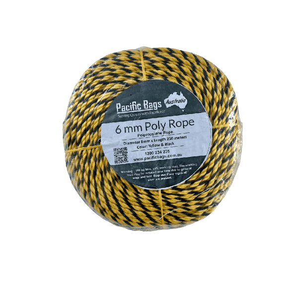 Yellow & Black Polypropylene Rope 6mm x 250m – Pacific Packaging Australia