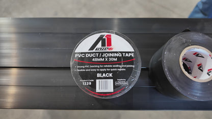 A1 Tapes® - Black PVC Duct Tape 48mm x 30m x 130um, 36 Rolls/Carton
