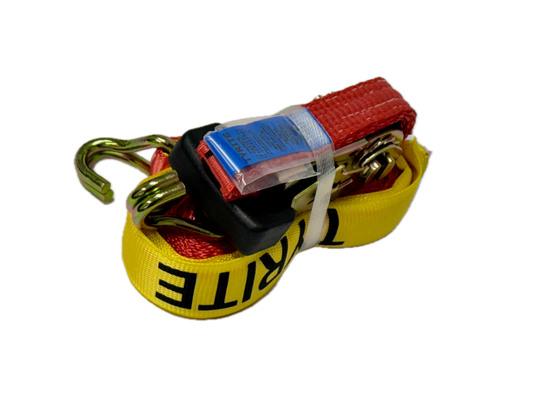 Ratchet Tie Down Kit - 5m x 25mm - Double J Hook - LC 750kg - RED