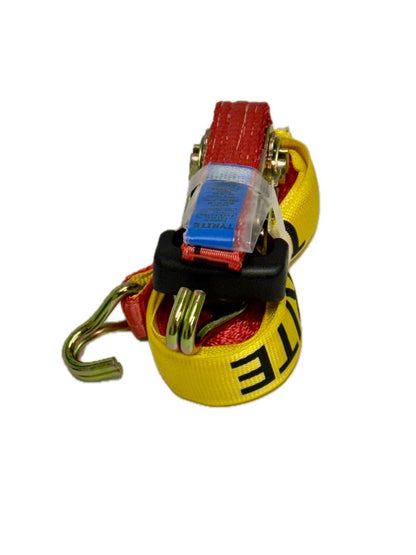 Ratchet Tie Down Kit - 5m x 25mm - Double J Hook - LC 750kg - RED