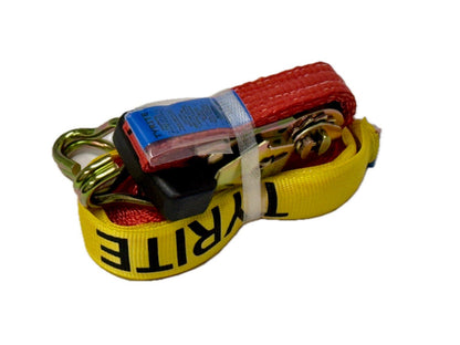 Ratchet Tie Down Kit - 5m x 25mm - Double J Hook - LC 750kg - RED