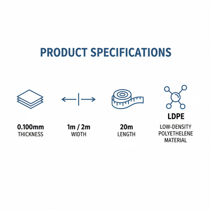The product specifications of Pacific Packaging Australia's Buildmet Builders Film