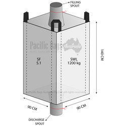 1.2 Tonne - Spout Top Spout Bottom - Bulk Bag - 90 x 90 x 140 cm