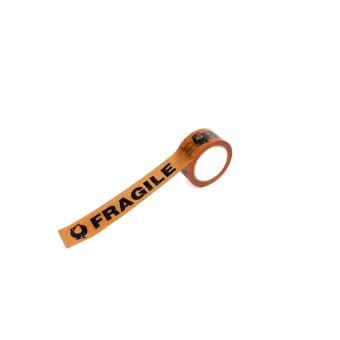 FRAGILE BLACK / ORANGE WARNING  TAPE 48mm x 66m 